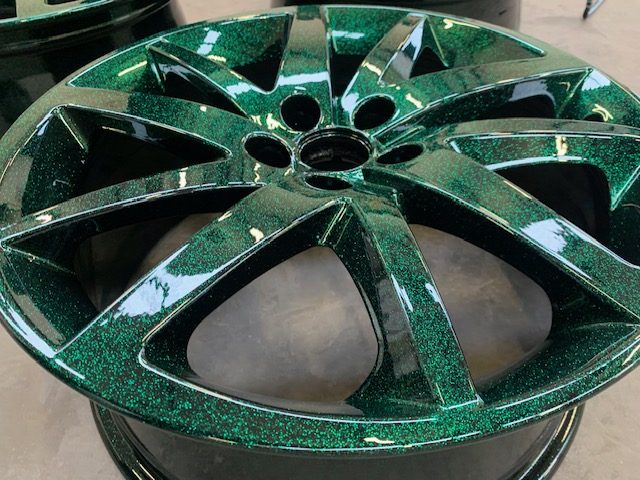 Alloy wheels rim green